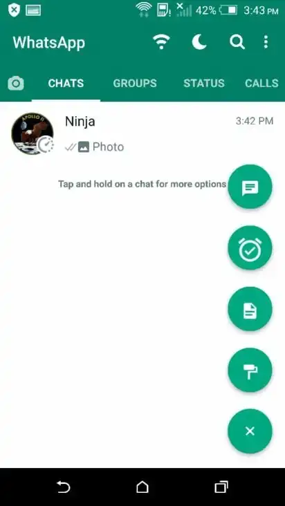 GB WhatsApp home and chat list screenshot