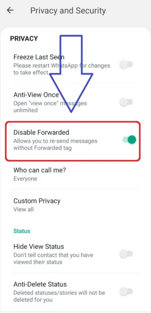 FM WhatsApp Disable Forwarded