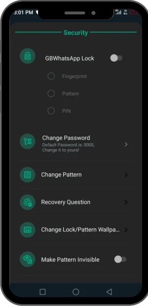 GB WhatsApp app lock option