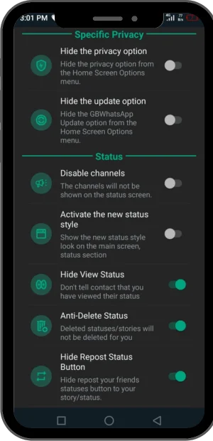 Hide Recording/Typing Status