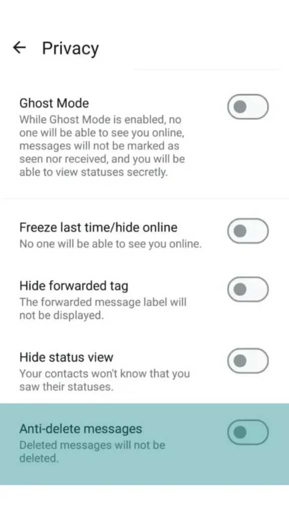 GBWhatsApp Pro Anti Delete Messages
