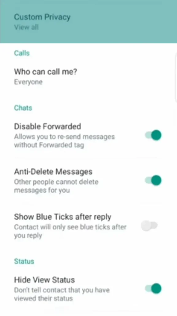 GBWhatsApp Pro Custom Privacy